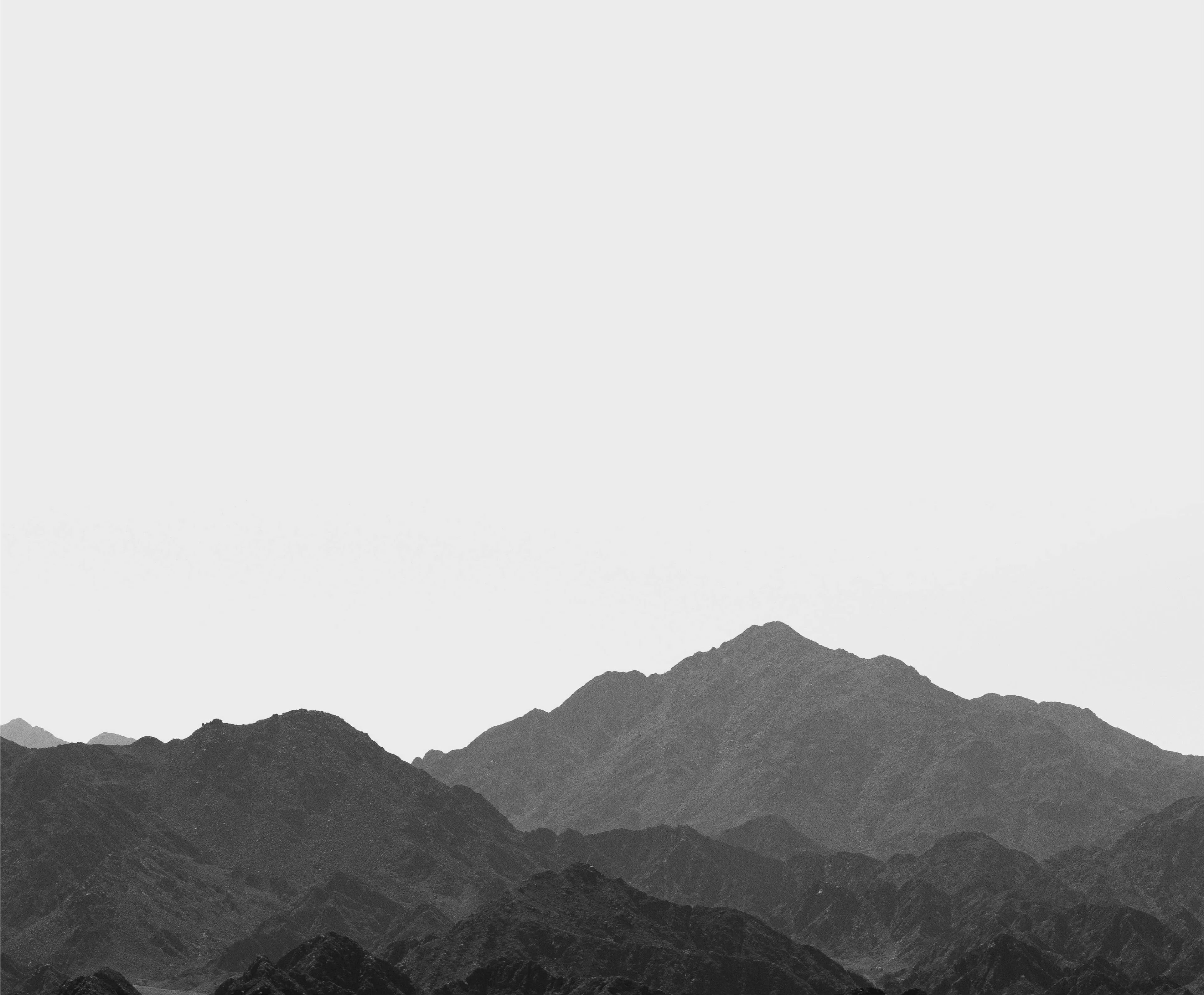grey scale mountains photo